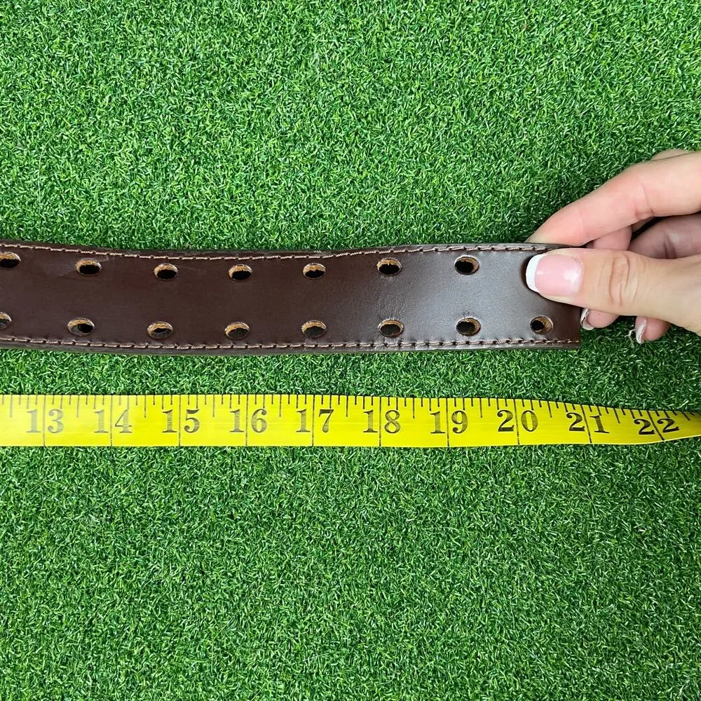 Vintage Kids Boys Brown Leather Double Tongue Belt 21